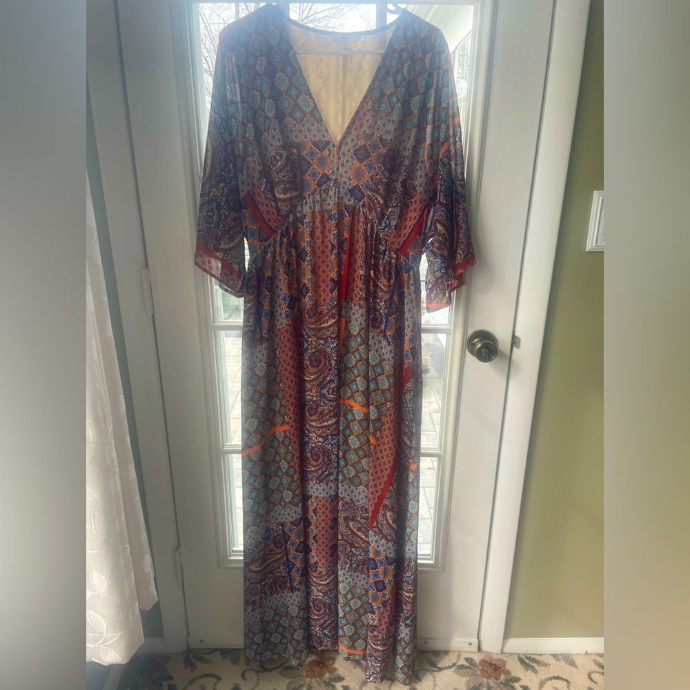 Entro Boho Style Printed Maxi Dress Size XL
